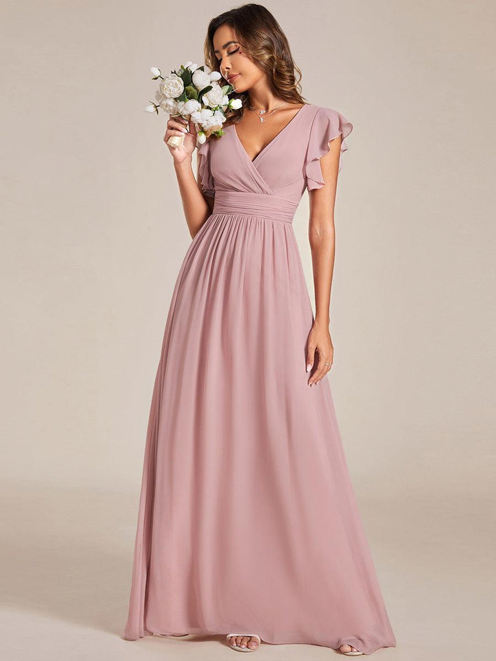 Robe Demoiselle d’Honneur Longue en Mousseline Dos Ouvert Élégant