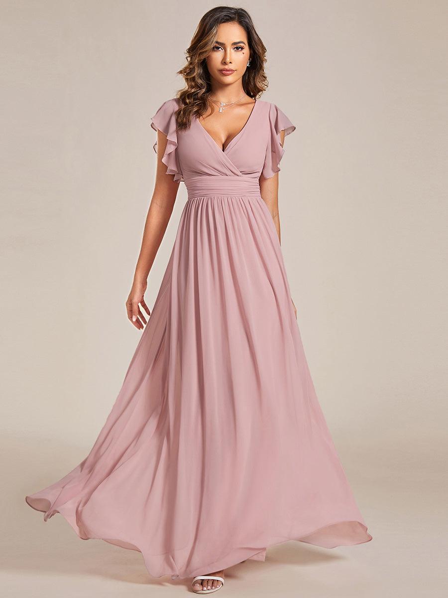 Robe Demoiselle d’Honneur Longue en Mousseline Dos Ouvert Élégant