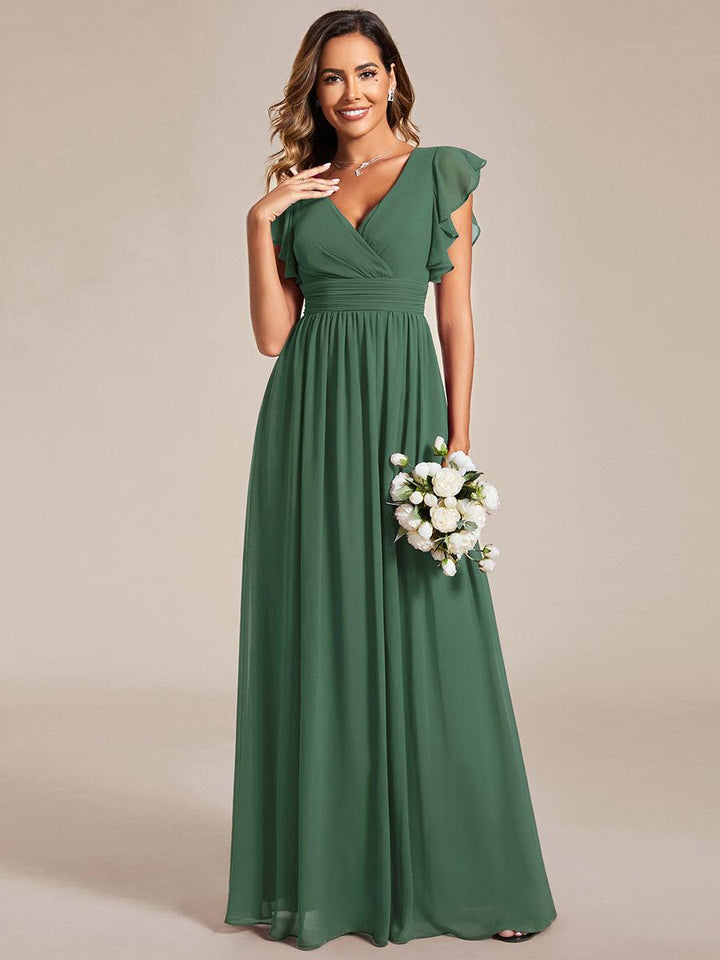 Robe Demoiselle d’Honneur Longue en Mousseline Dos Ouvert Élégant