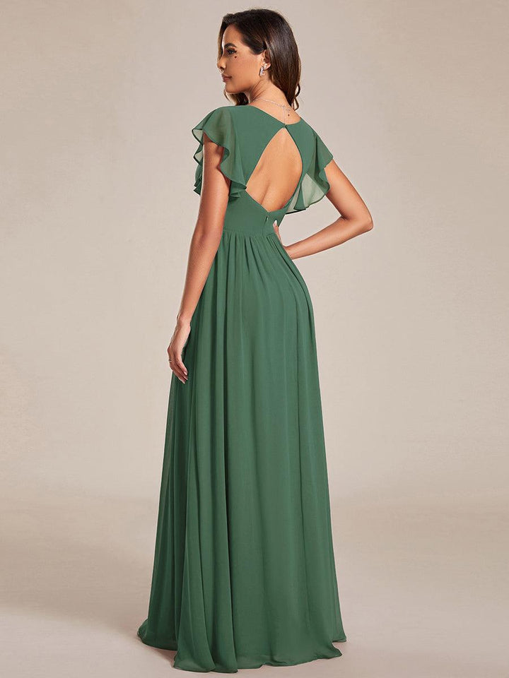 Robe Demoiselle d’Honneur Longue en Mousseline Dos Ouvert Élégant