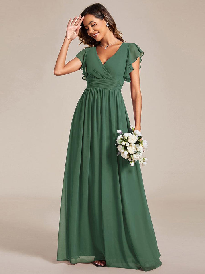 Robe Demoiselle d’Honneur Longue en Mousseline Dos Ouvert Élégant