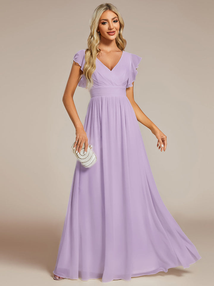 Robe Demoiselle d’Honneur Longue en Mousseline Dos Ouvert Élégant