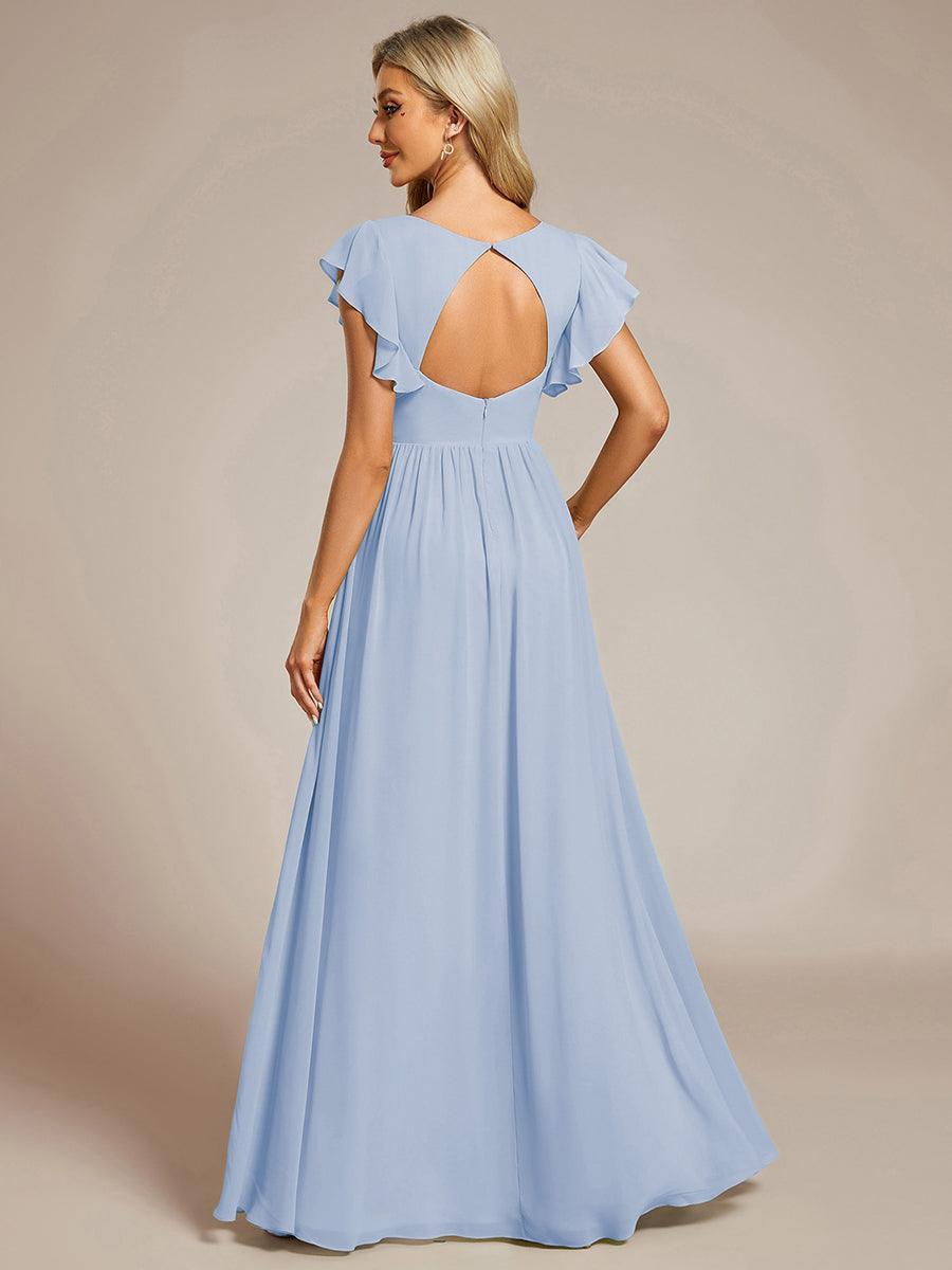 Robe Demoiselle d’Honneur Longue en Mousseline Dos Ouvert Élégant