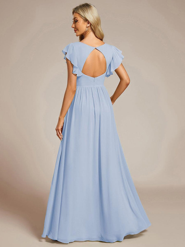 Robe Demoiselle d’Honneur Longue en Mousseline Dos Ouvert Élégant