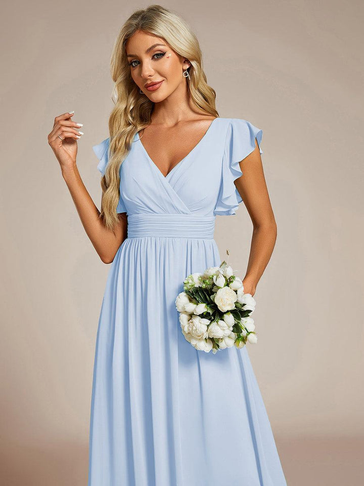 Robe Demoiselle d’Honneur Longue en Mousseline Dos Ouvert Élégant