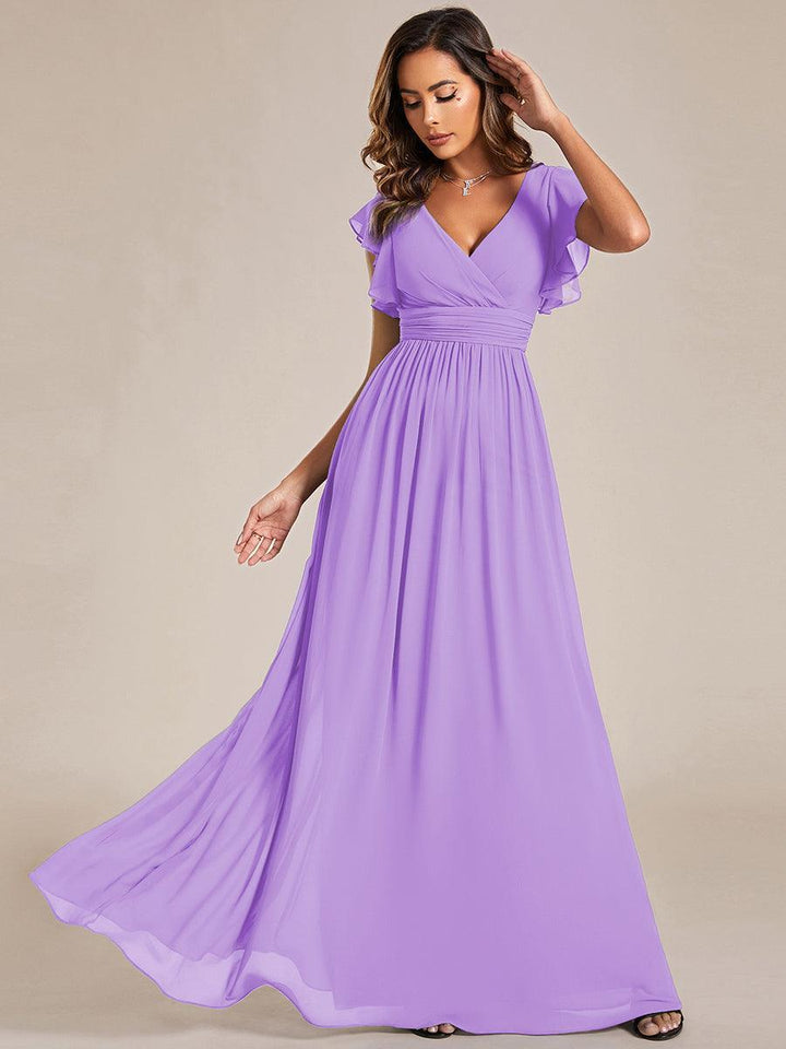Robe Demoiselle d’Honneur Longue en Mousseline Dos Ouvert Élégant