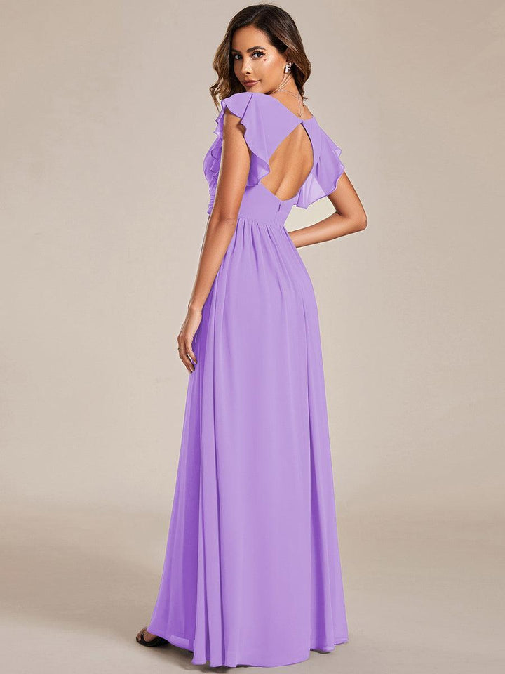 Robe Demoiselle d’Honneur Longue en Mousseline Dos Ouvert Élégant