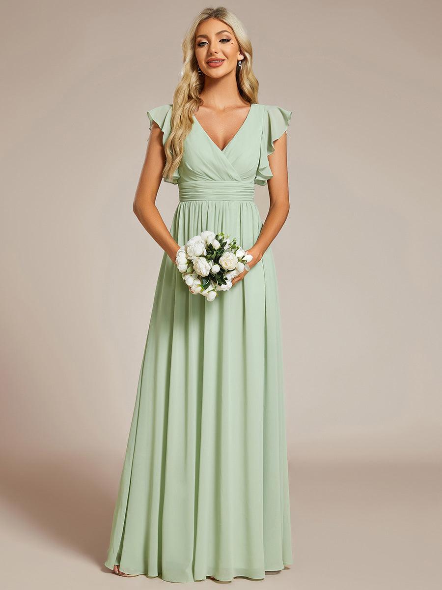 Robe Demoiselle d’Honneur Longue en Mousseline Dos Ouvert Élégant