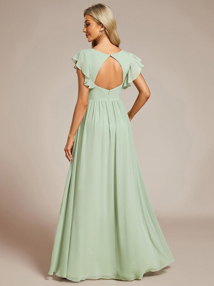 Robe Demoiselle d’Honneur Longue en Mousseline Dos Ouvert Élégant
