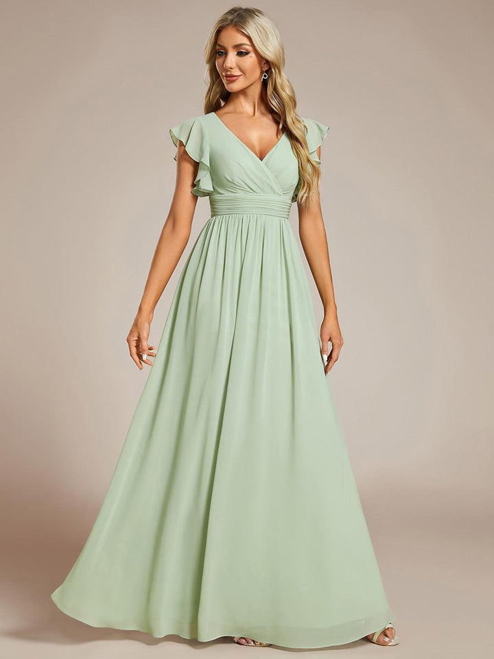 Robe Demoiselle d’Honneur Longue en Mousseline Dos Ouvert Élégant