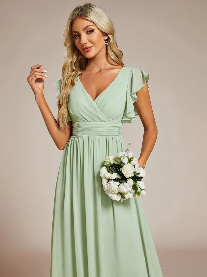 Robe Demoiselle d’Honneur Longue en Mousseline Dos Ouvert Élégant