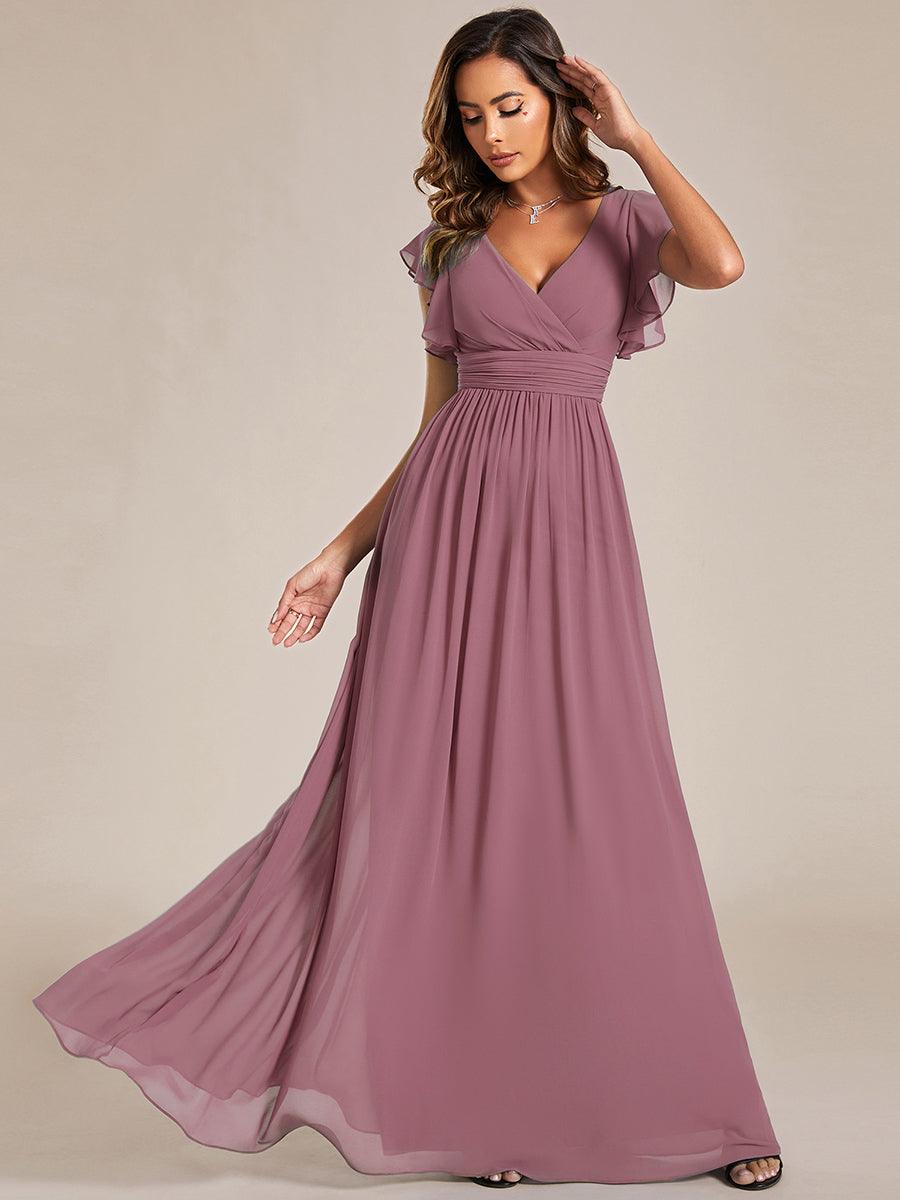 Robe Demoiselle d’Honneur Longue en Mousseline Dos Ouvert Élégant