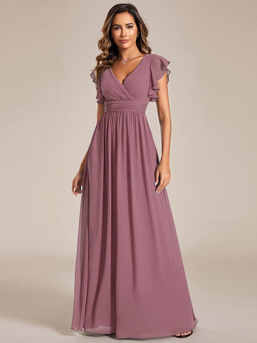 Robe Demoiselle d’Honneur Longue en Mousseline Dos Ouvert Élégant
