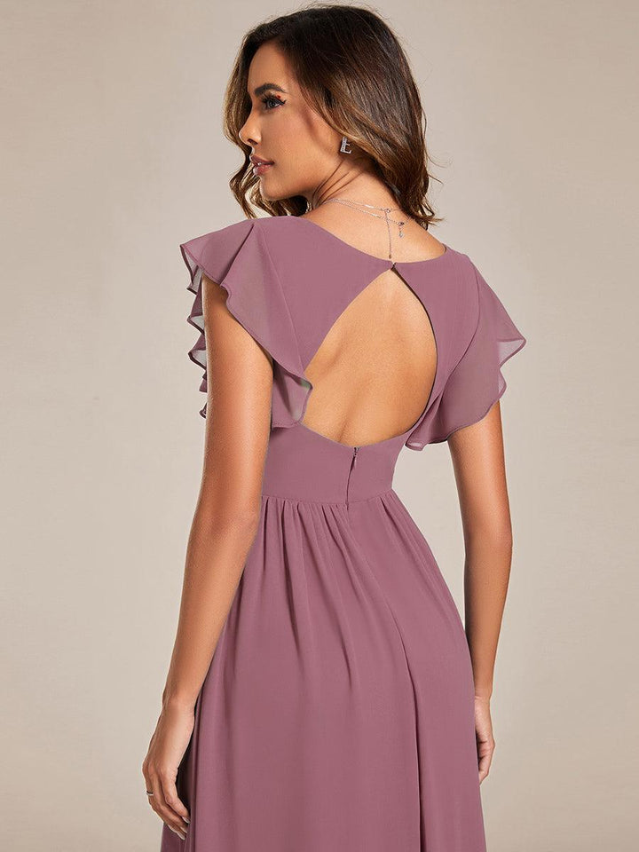 Robe Demoiselle d’Honneur Longue en Mousseline Dos Ouvert Élégant