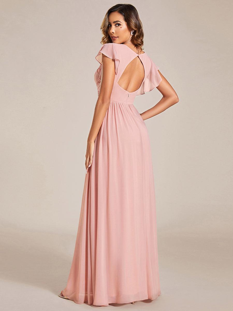 Robe Demoiselle d’Honneur Longue en Mousseline Dos Ouvert Élégant
