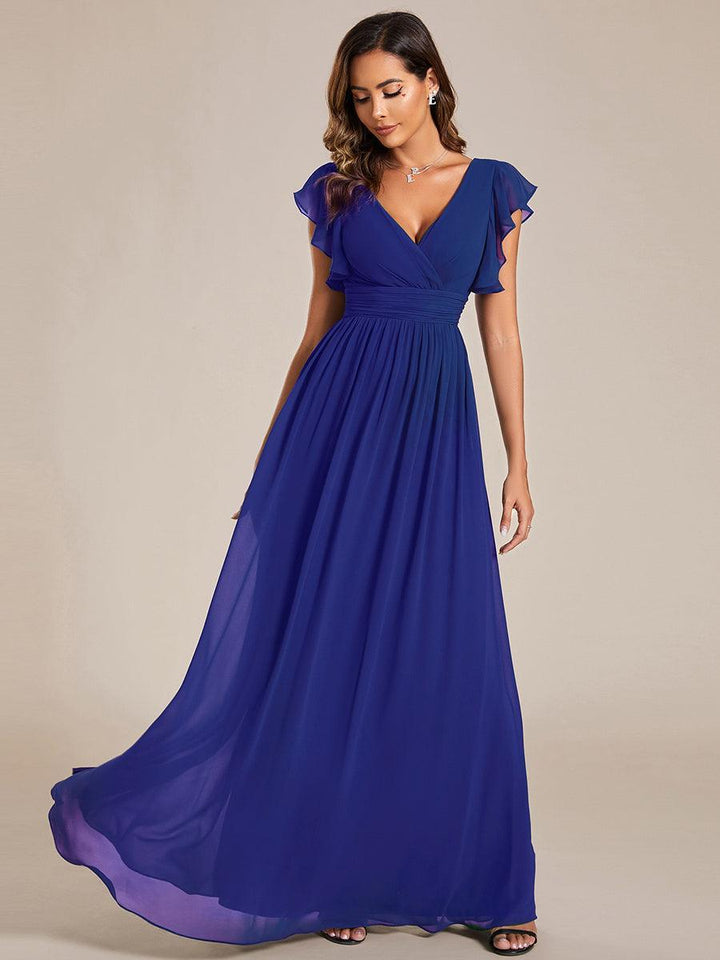 Robe Demoiselle d’Honneur Longue en Mousseline Dos Ouvert Élégant