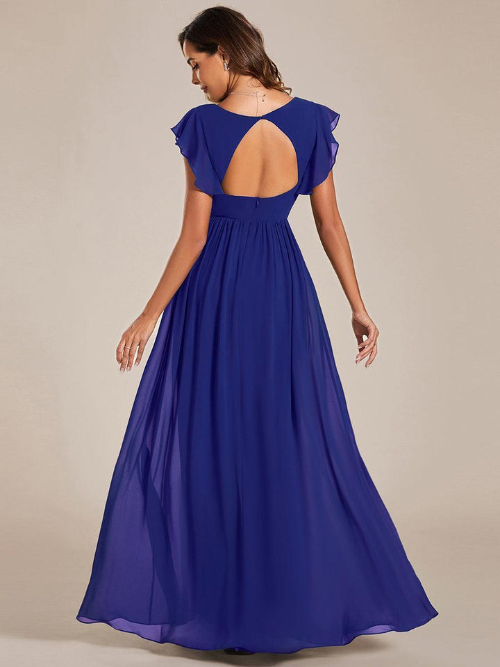 Robe Demoiselle d’Honneur Longue en Mousseline Dos Ouvert Élégant