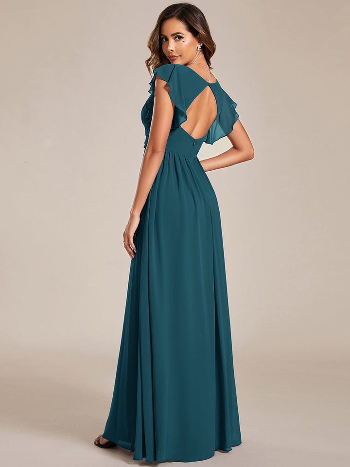 Robe Demoiselle d’Honneur Longue en Mousseline Dos Ouvert Élégant