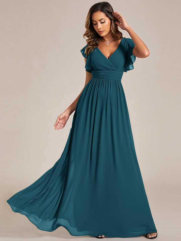 Robe Demoiselle d’Honneur Longue en Mousseline Dos Ouvert Élégant