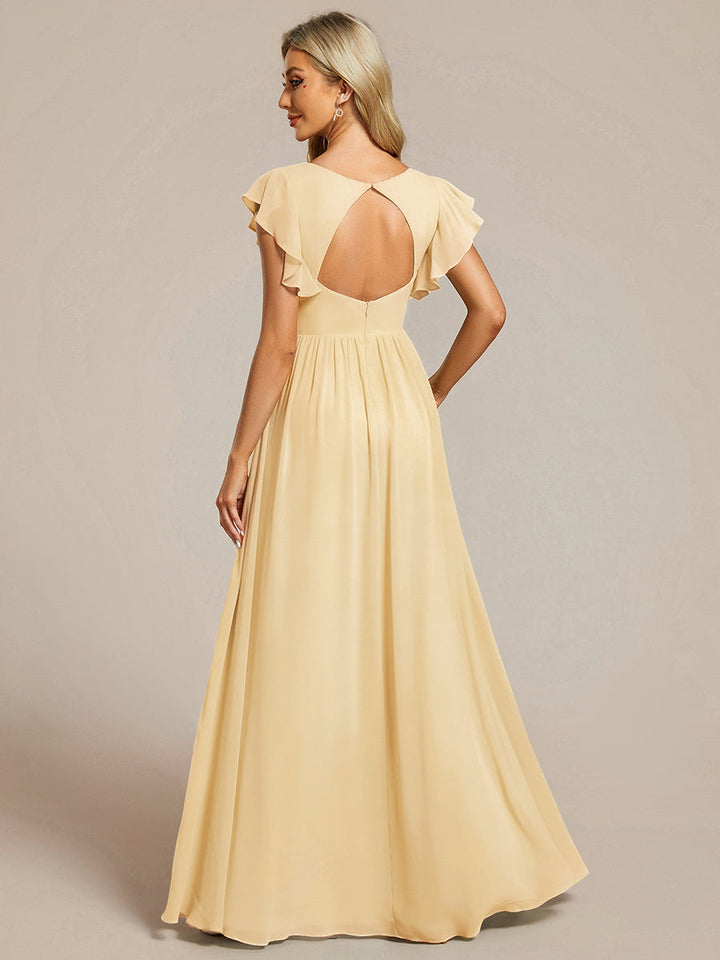 Robe Demoiselle d’Honneur Longue en Mousseline Dos Ouvert Élégant