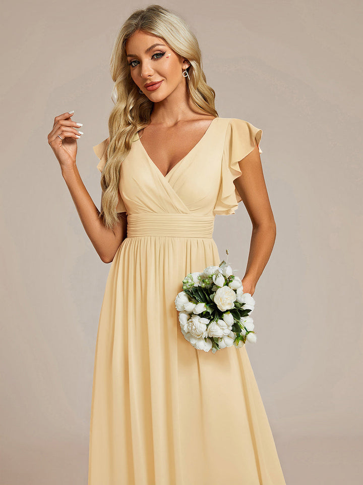 Robe Demoiselle d’Honneur Longue en Mousseline Dos Ouvert Élégant