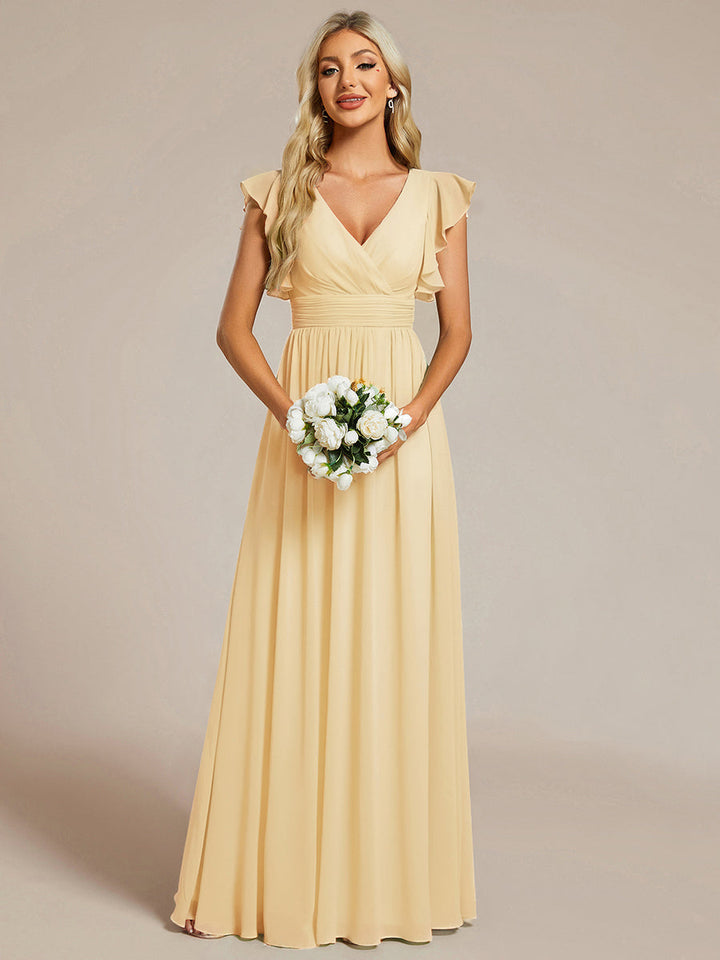 Robe Demoiselle d’Honneur Longue en Mousseline Dos Ouvert Élégant