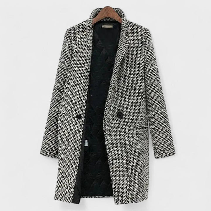Manteau femme motif pied-de-poule – manteau élégant à double boutonnage