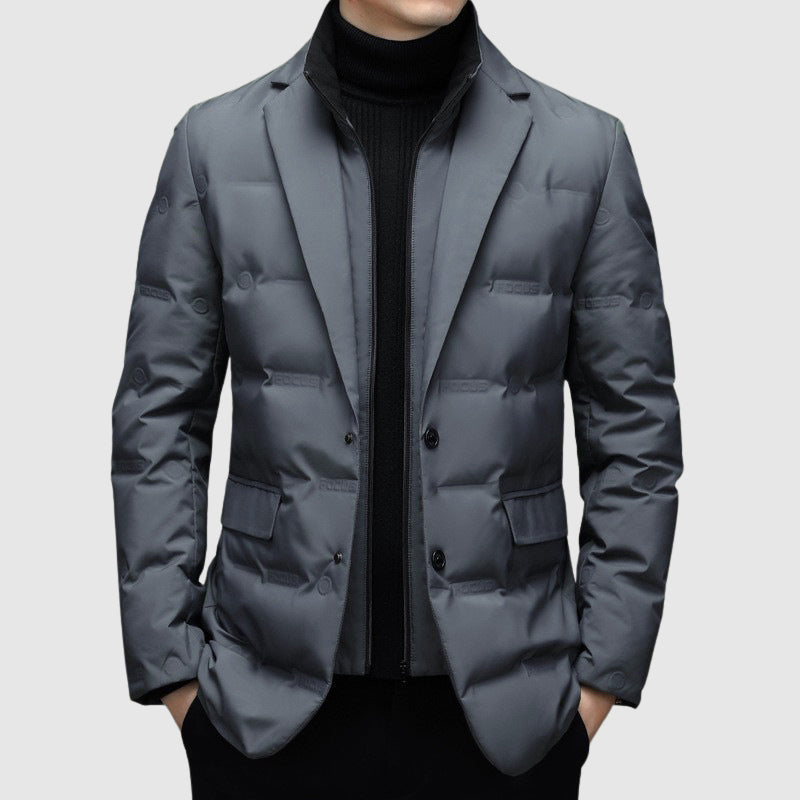 Blazer Homme Matelassé Hiver à Revers Élégant