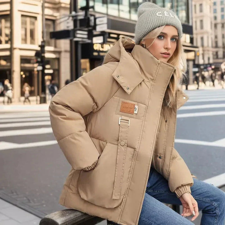 Veste Puffer Femme Matelassée Avec Capuche Coupe Confort Hiver Urbain