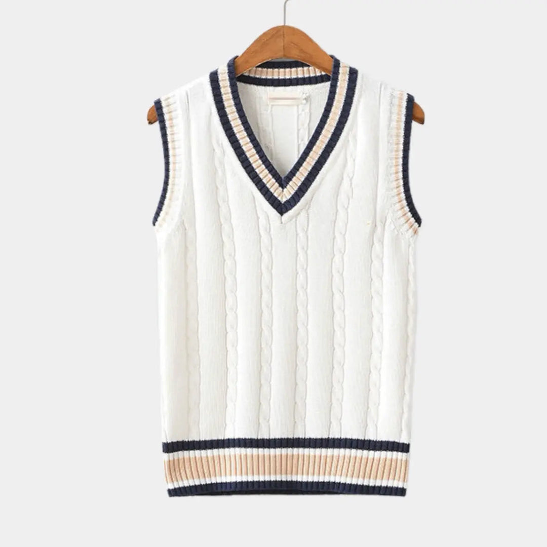 Spencer hommes Maille Câblée Gilet Col V Style Preppy