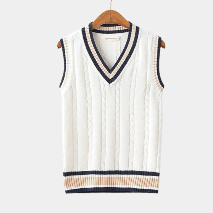 Spencer hommes Maille Câblée Gilet Col V Style Preppy