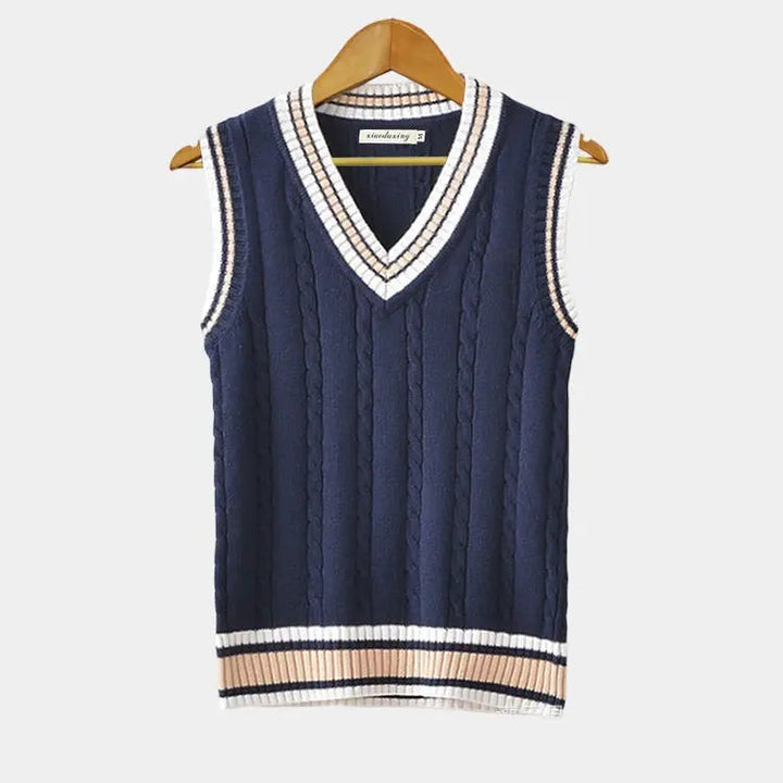 Spencer hommes Maille Câblée Gilet Col V Style Preppy