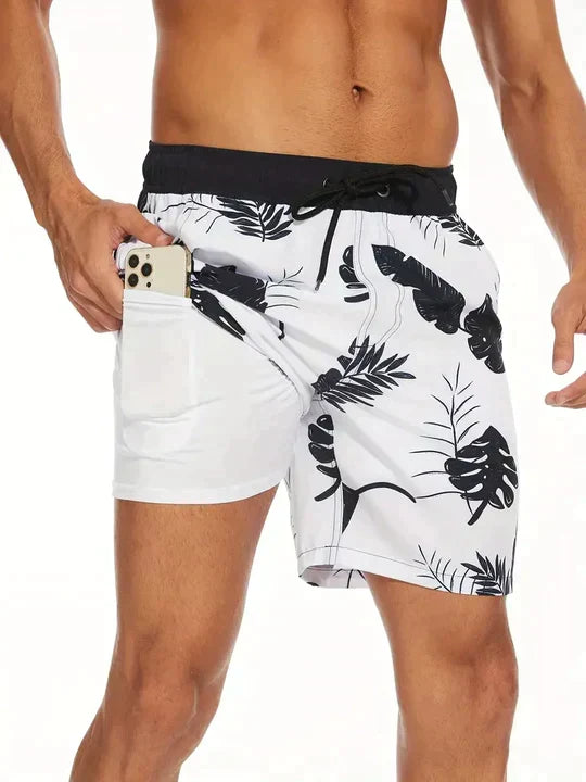 Short de bain homme 2-en-1 à compression et séchage rapide