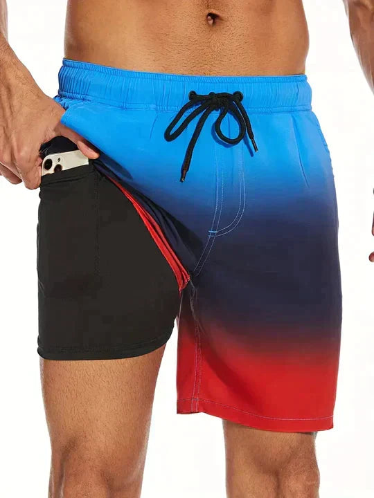 Short de bain homme 2-en-1 à compression et séchage rapide