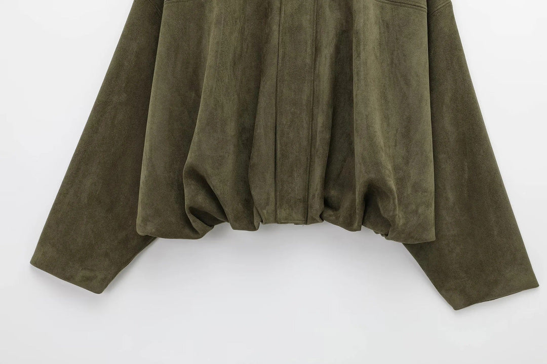 Veste femme oversize effet suédé coupe ample pour style urbain quotidien