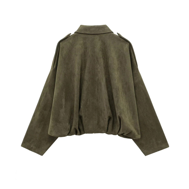 Veste femme oversize effet suédé coupe ample pour style urbain quotidien