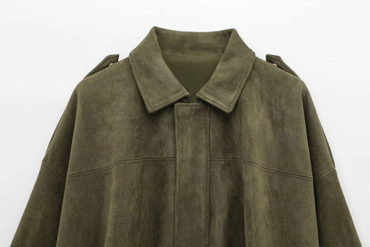 Veste femme oversize effet suédé coupe ample pour style urbain quotidien