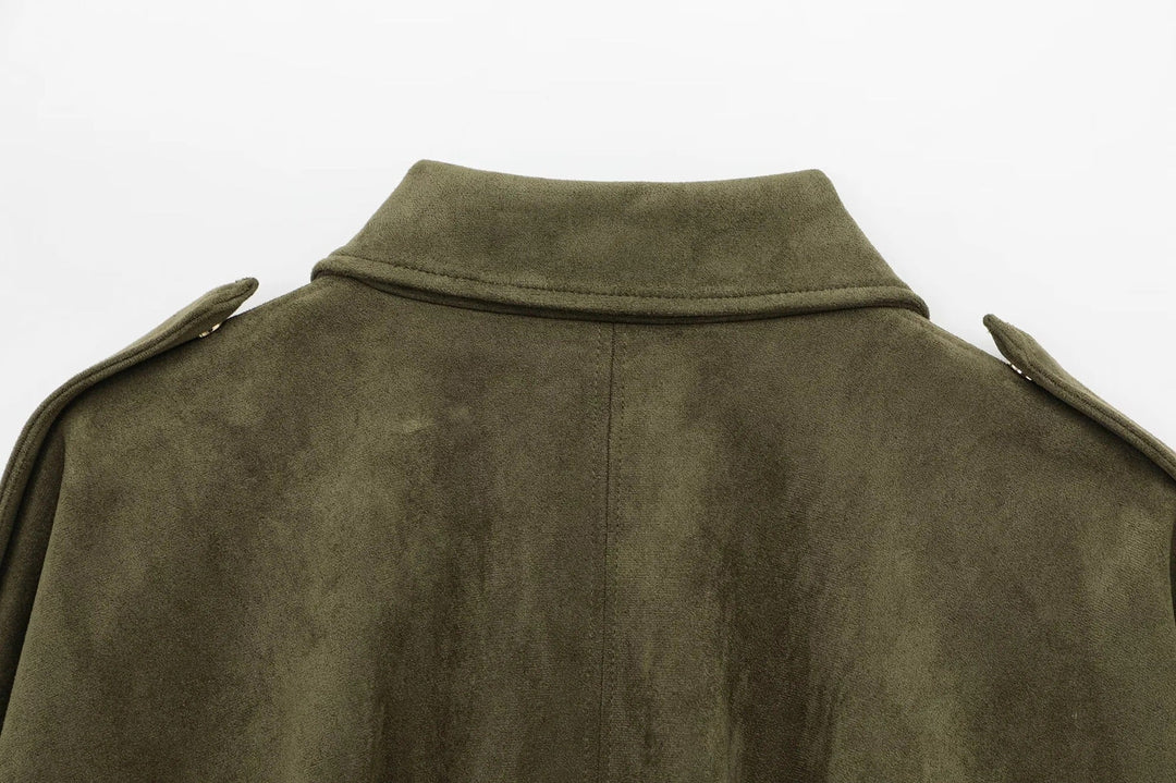 Veste femme oversize effet suédé coupe ample pour style urbain quotidien