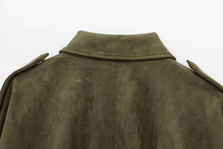Veste femme oversize effet suédé coupe ample pour style urbain quotidien