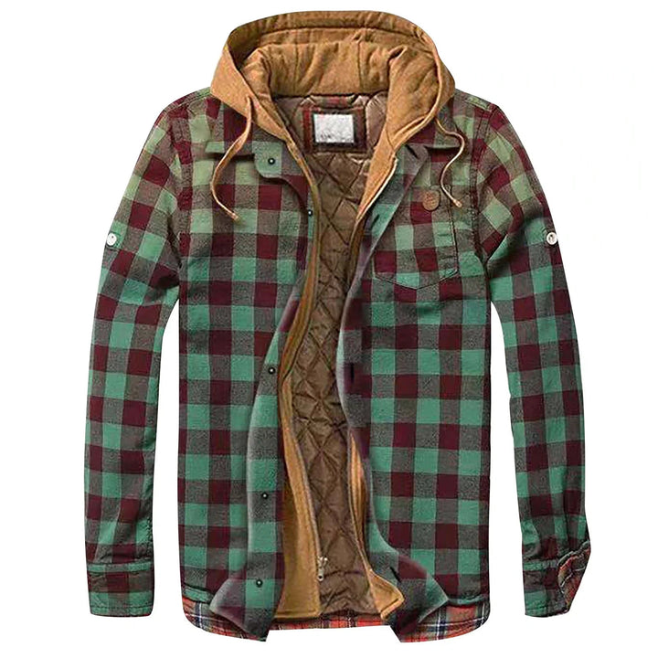 Veste à carreaux homme à capuche avec doublure matelassée