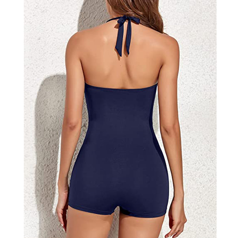 Maillot de Bain Halter Sculptant – Élégance Silhouette Affinée