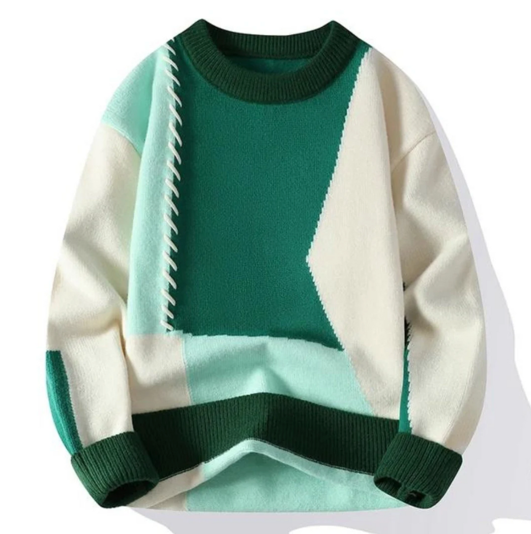 Pull patchwork homme moderne – style original, coupe ajustée et confort quotidien