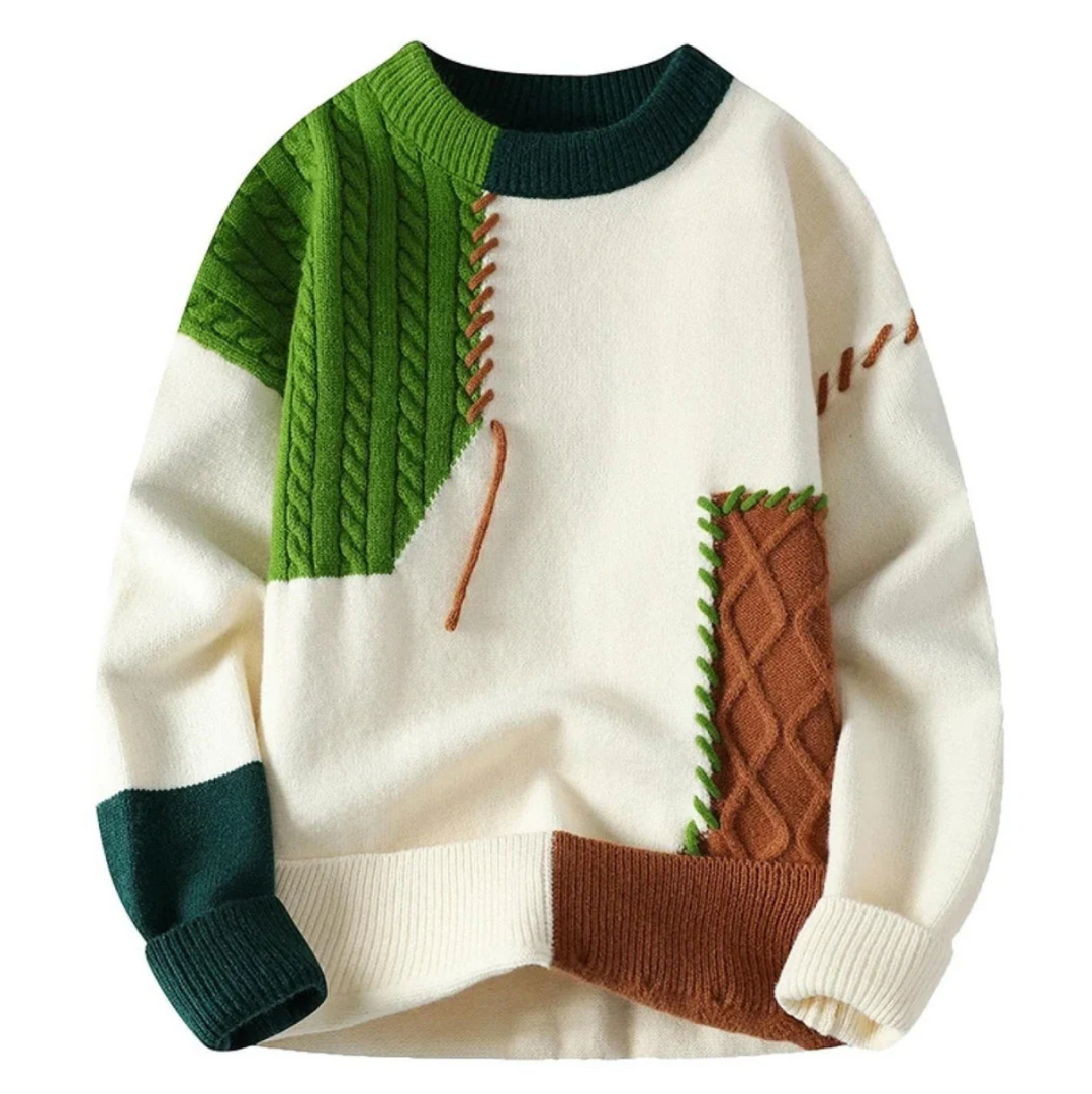 Pull patchwork homme moderne – style original, coupe ajustée et confort quotidien