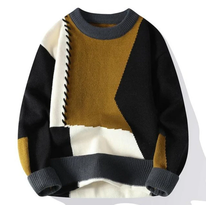 Pull patchwork homme moderne – style original, coupe ajustée et confort quotidien