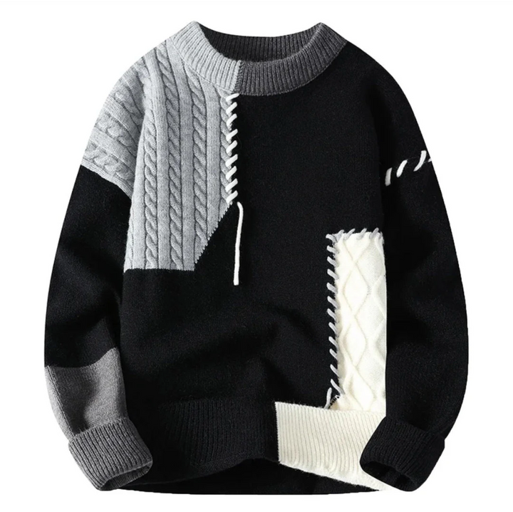 Pull patchwork homme moderne – style original, coupe ajustée et confort quotidien