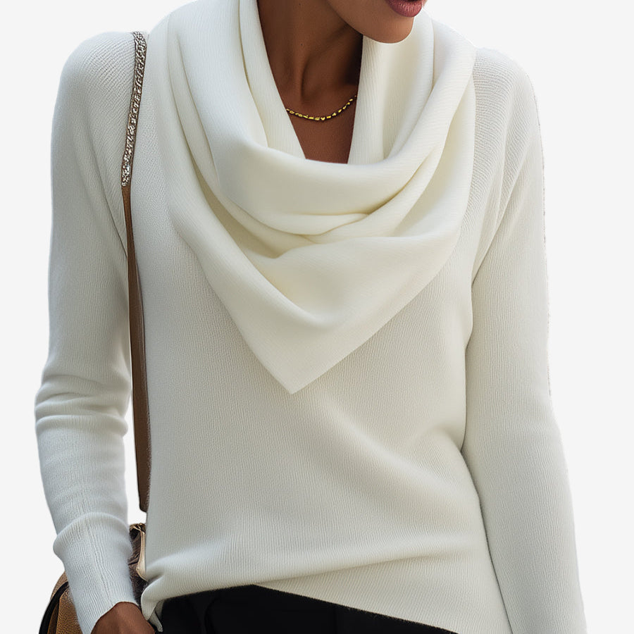 Pull à col drapé pour femme doux et élégant au quotidien