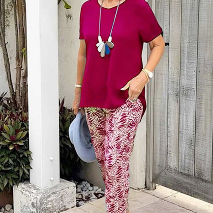 Ensemble Femme Décontracté Coton avec Pantalon Imprimé Fluide