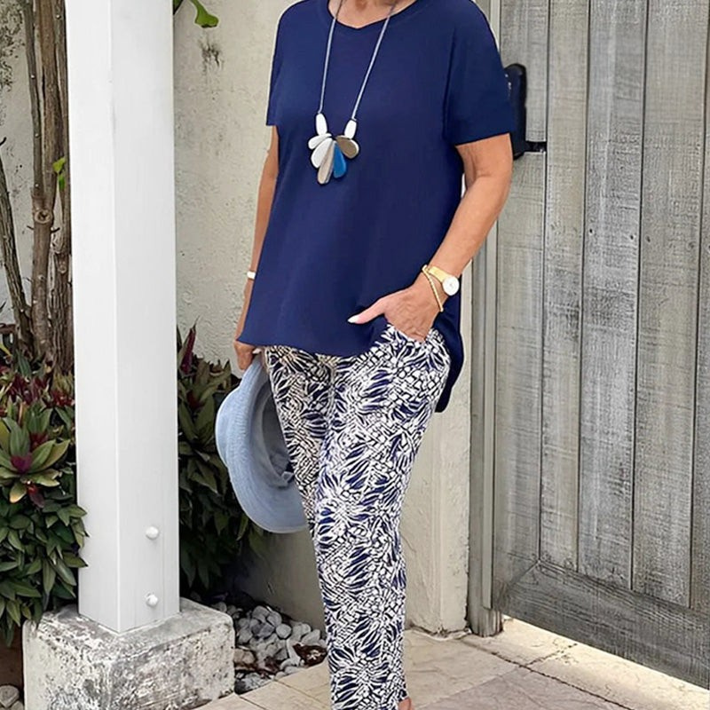 Ensemble Femme Décontracté Coton avec Pantalon Imprimé Fluide
