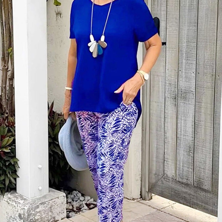 Ensemble Femme Décontracté Coton avec Pantalon Imprimé Fluide