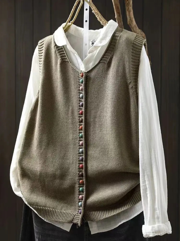 Cardigan femme en tricot doux à col rond – coupe fluide, élégant et confortable pour l’automne et l’hiver